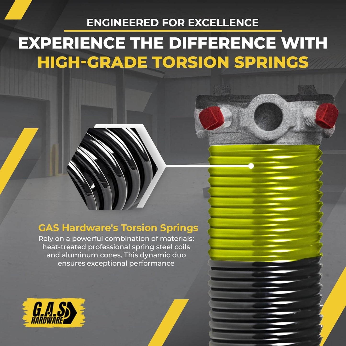 Garage Door Torsion Spring 207x1.75x26 Includes 1” Steel Bearing, Non-Slip Gloves, and Winding Bars for Left Side of Garage Door Precision E-Coating 5-Year Warranty Min. 30,000 Cycles (Red Cone)