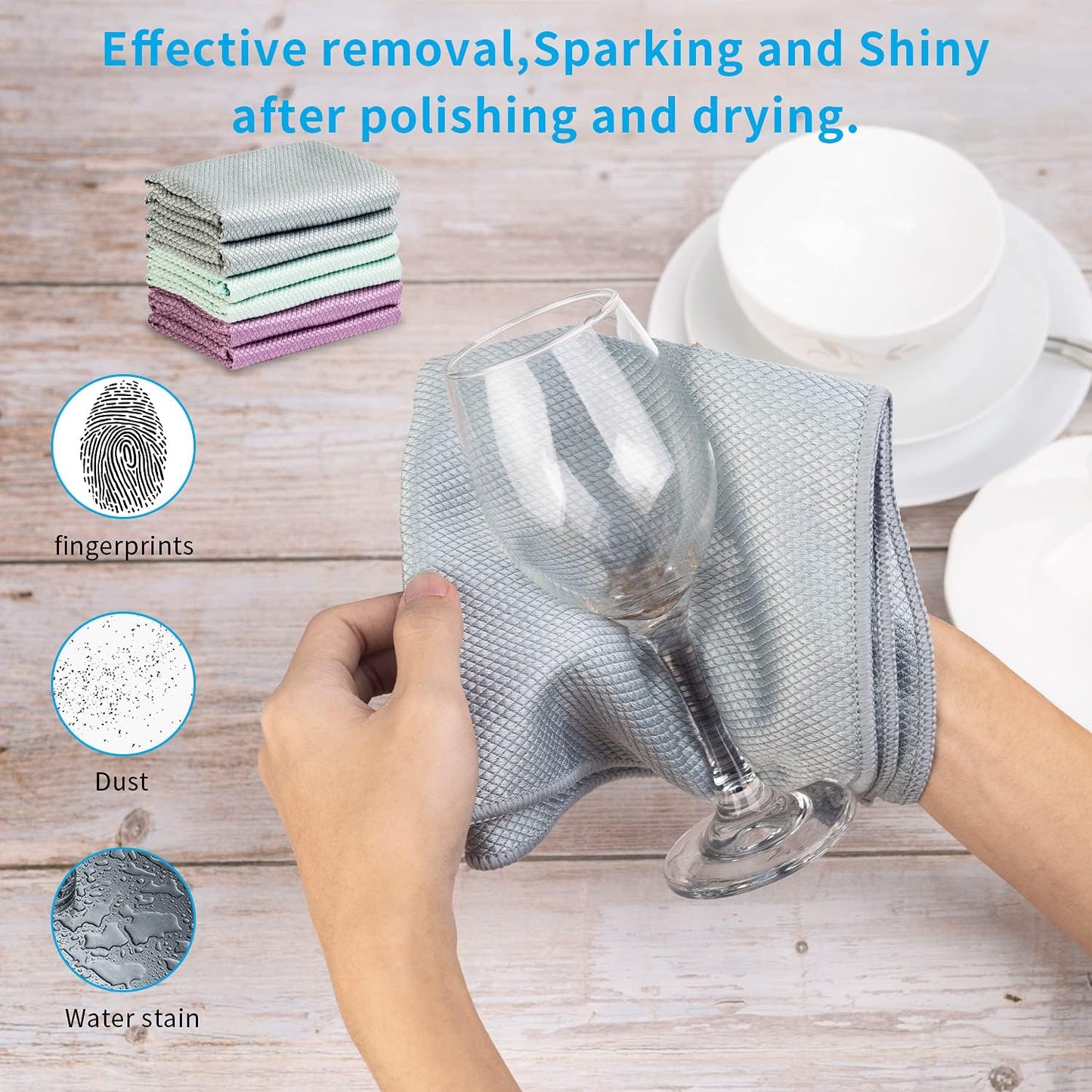 Nano Streak Free Magic Microfiber Cleaning Cloths Easy Clean Nanoscale,Fish Scale Window Mirror Glass Car Stainless Steel Cleaning,Lint Free Dish cloth Wine Glass Polishing Towel,Reusable,Pack 6,Mix