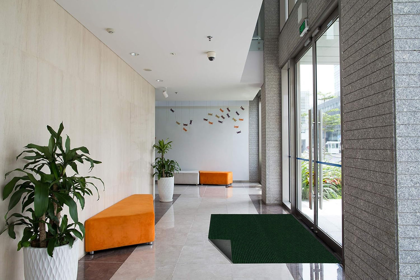KOECKRITZ Heavy Duty Durable All Weather Indoor/Outdoor Non Slip Entrance Mat Rugs and Runners for Office Business Building Home Garage Front Door (5' x 14', Green)