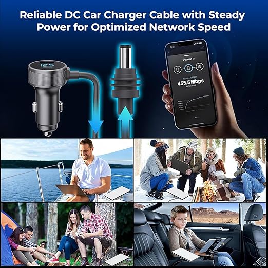 Starlink Mini Cable, 3 in 1 Starlink Mini Car Charger DC Power Cable+ Cigarette Lighter Adapter 12V-48V with Digital Display, Durable USB C PD 40W and USB A 35W Ports for Trucks and Cars (13.1FT)