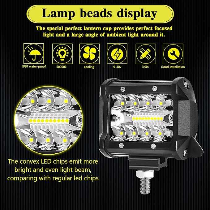 WINBANG LED Light Pods for Trucks, 4 Inch LED Light Bar 60W Spot Flood Combo Driving Fog Off Road Lights Work Light 24V 12V for Motorcycles Pickup SUV ATV UTV Boat,20Pack