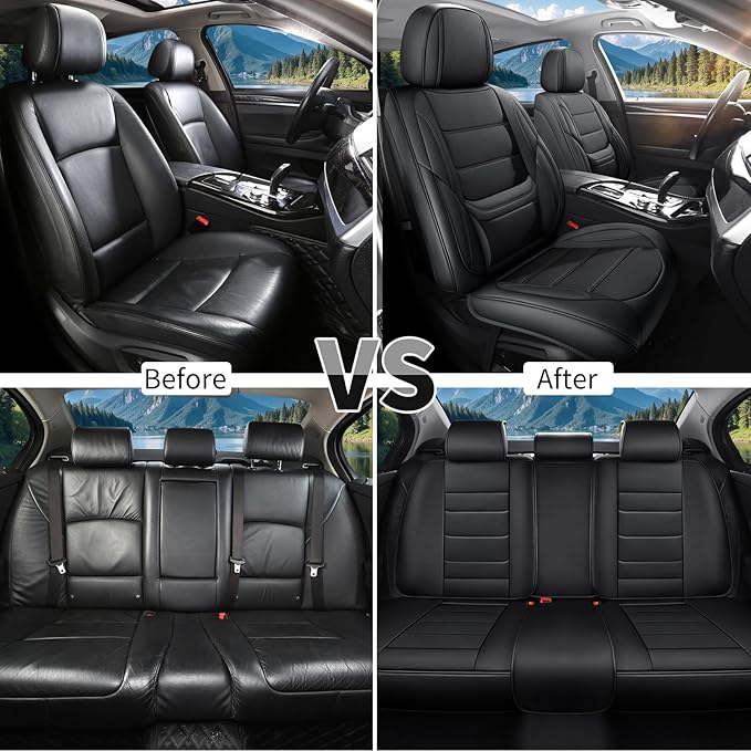 Car Seat Covers Full Set Custom Fit for Chevrolet/Chevy Trailblazer 2021-2026 - Premium Faux Leather with Lumbar Support, Breathable, Waterproof, Anti-Slip, Durable, Easy to Install (Black,Full Set)