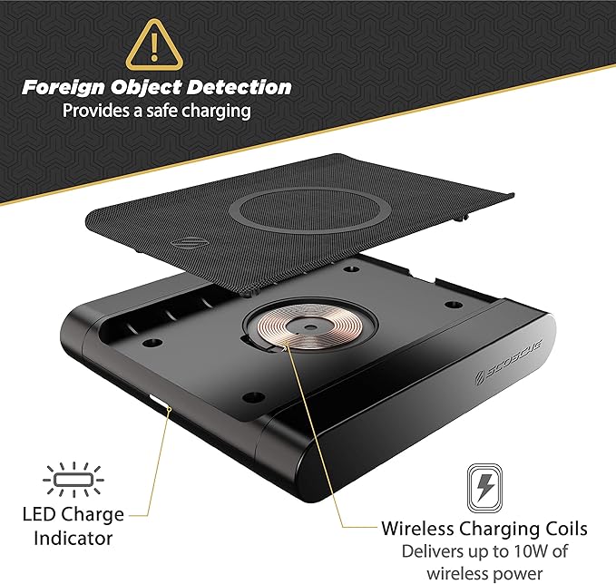 Scosche BLQP BaseLynx Non-Magnetic Wireless Charging Pad, Qi-Certified Fast Wireless Phone Charger Compatible with Samsung, iPhone 12 13 14 15 16 17, Not Compatible with MagSafe