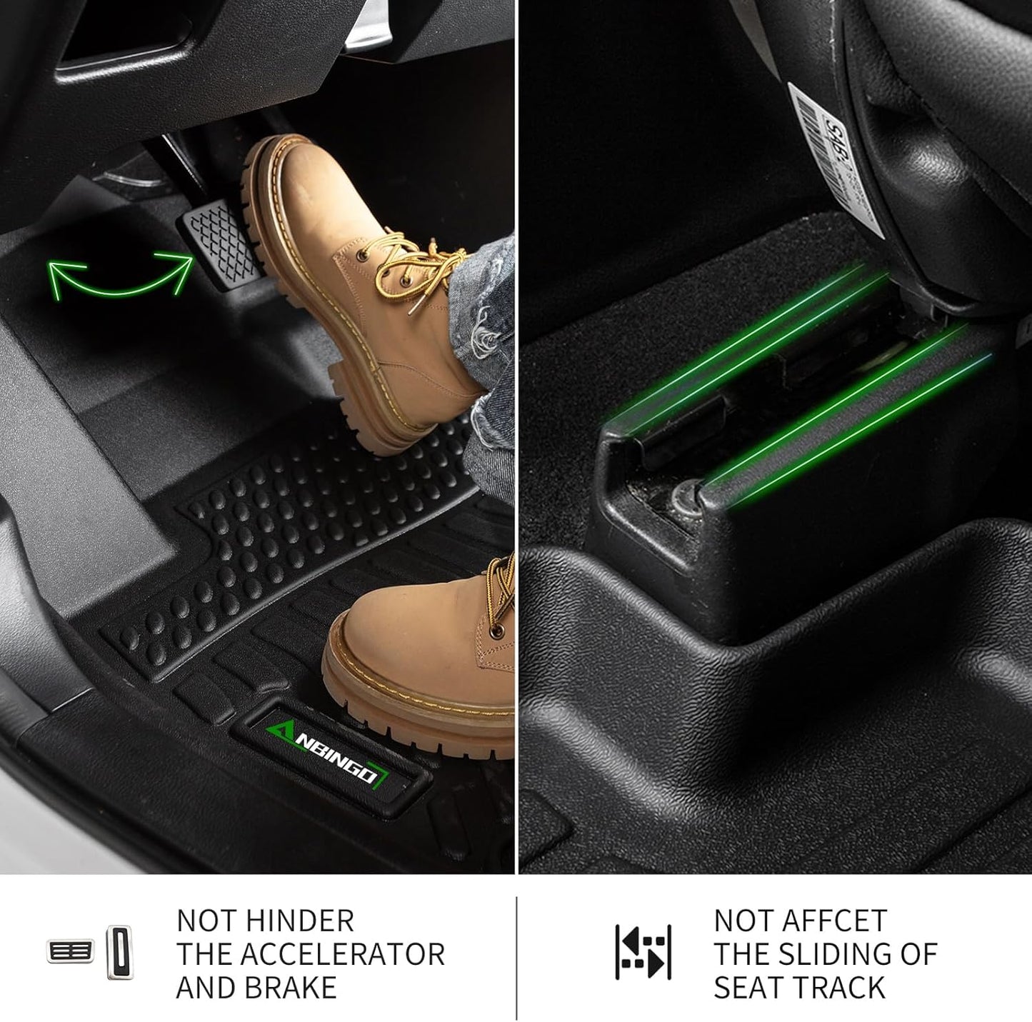 ANBINGO®-Floor Mats Fit for Nissan Frontier 2025 2024 2023 2022 Crew Cab w/ 2nd Row Under-Seat Storage (Not for 2nd with Under Seat Speaker) TPE All Weather Frontier 2025 Accessories Black
