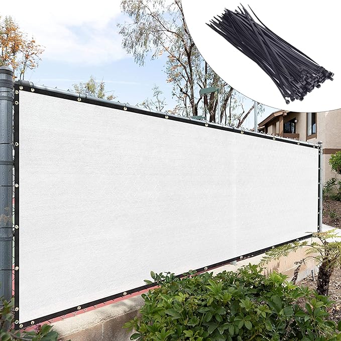 Royal Shade Custom Size 6' x 31' White Fence Privacy Screen Windscreen Cover Netting Mesh Fabric Cloth - Cable Zip Ties Included (We Make Custom Size)