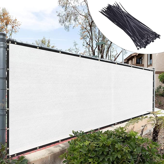 Royal Shade Custom Size 6' x 112' White Fence Privacy Screen Windscreen Cover Netting Mesh Fabric Cloth - Cable Zip Ties Included (We Make Custom Size)