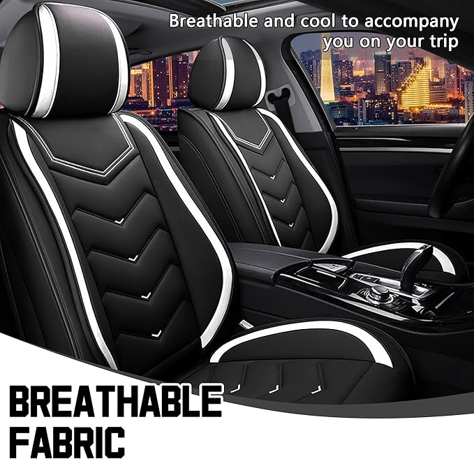 CTDS Car Seat Covers for Nissan Altima 2001-2026, Stylish Sport Seat Cover, Premium Nappa Leather Car Seat Cover. Automobile Seat Covers Sets.(Standard 2 Seats/Black White)