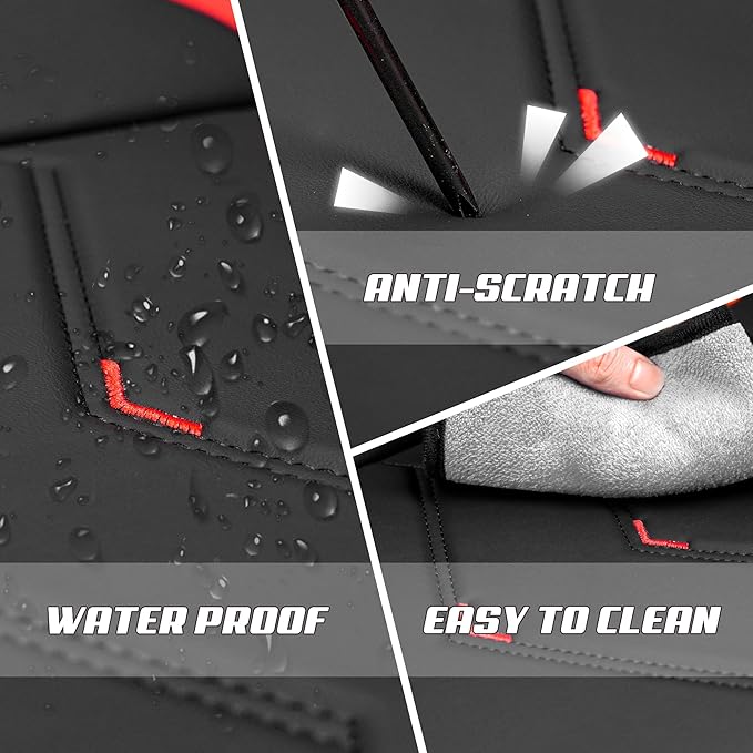 Car Seat Covers Fit for Toyota rav4 2000-2026, Stylish Sport Seat Covers, Waterproof Wear-Resistant Premium Nappa Leather Car Seat Cover.(Full Set with Pillow/Black Red)