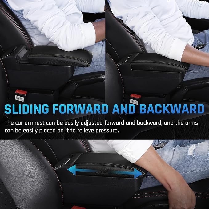 YJYWZH Armrest Box for Nissan Almera Versa 2012-2019 Car Center Storage Box Organizer Interior Hand Centre Consoles with Cup Holder Arm Rest Double-Layer Accessories Black