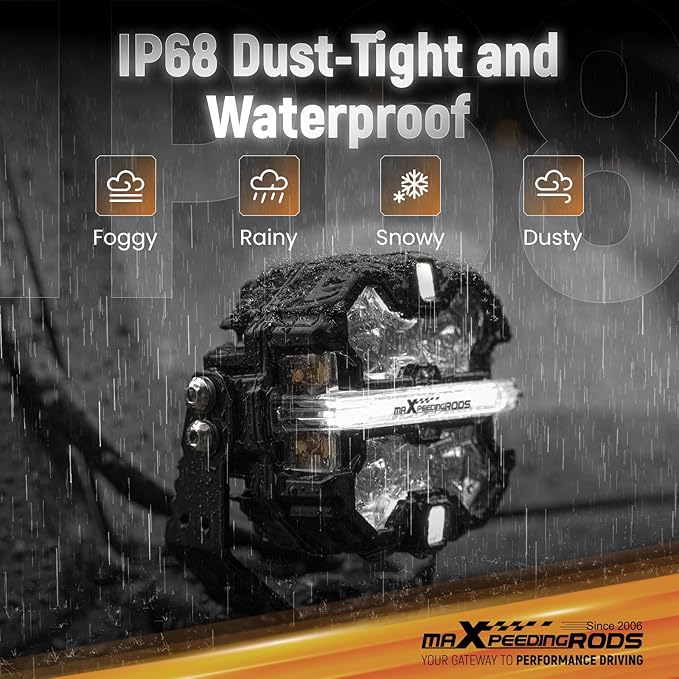 maXpeedingrods 5" 178W LED Off Road Lights, 21360LM Bright Pod Lights with Amber/White DRL 3 Modes, 270°Side Shooter for Wrangler Trucks Jeep Pickup ATV Motorcycles,Cube Ditch Light with Black Covers
