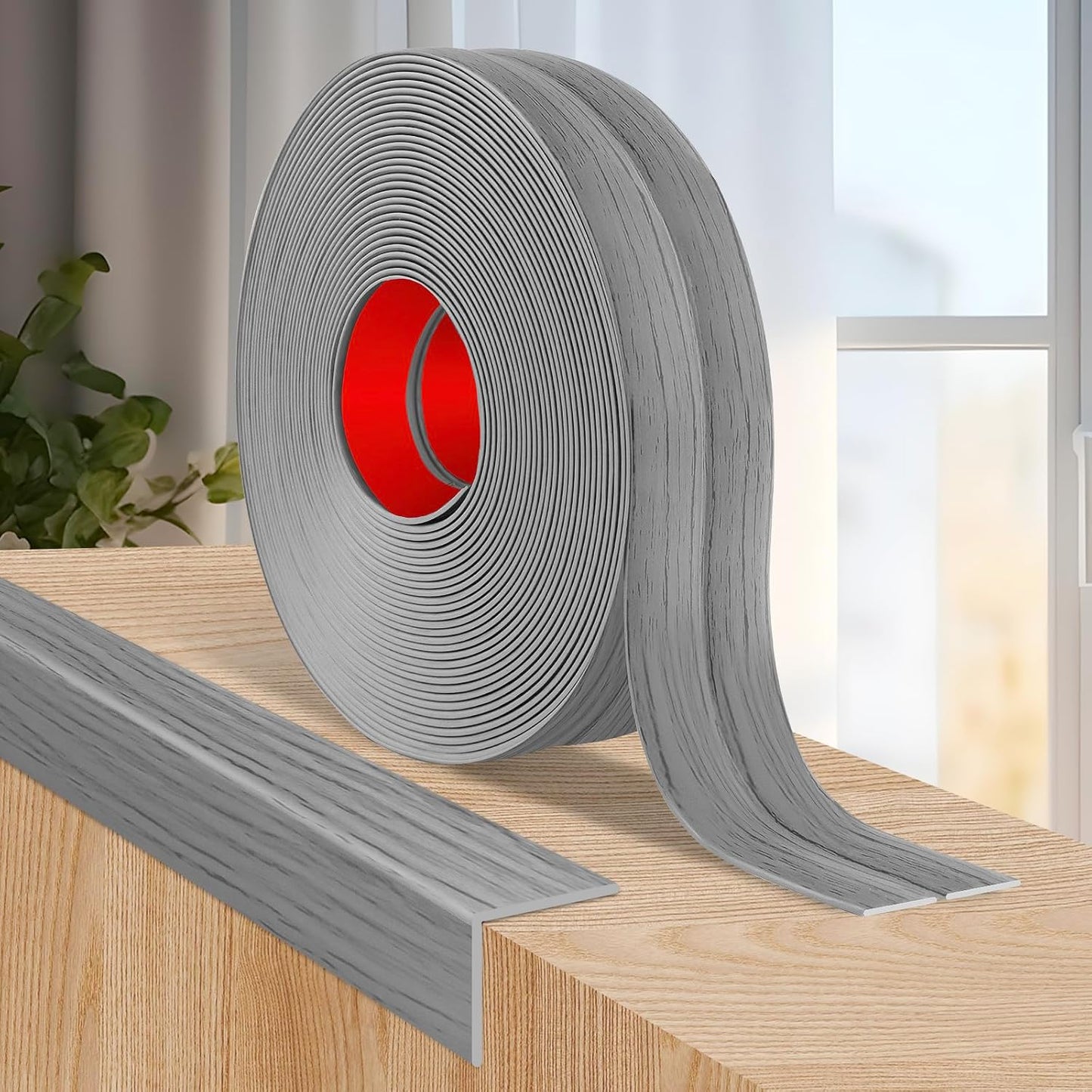 Flexible Wall Corner Protector Moulding Trim Peel and Stick Wall Corner Guards Edge Protector Self Adhesive Molding Trim Strip for Edge Ceiling (Light Gray Wood Grain, 0.8 in x 20 Ft)