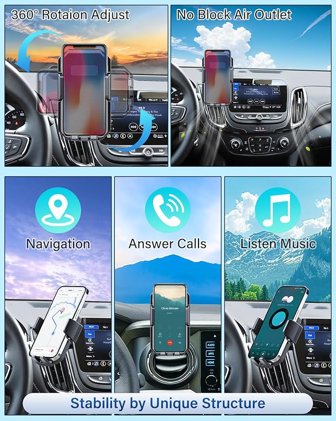 PZK Car Phone Mount for Toyota RAV4 2013-2015 2016 2017 2018 Accessories Custom Air Vent Phone Holder Auto Lock Phone Holder Hands Free 360° Rotation Cell Phone Automobile Cradles