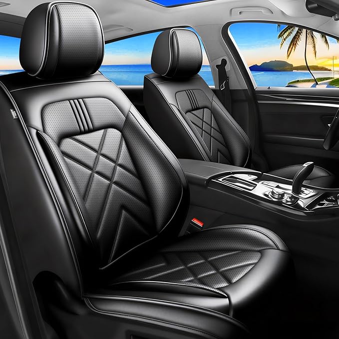 CX-30 Car Seat Covers Custom Fit for Mazda CX-30 2020-2026, Full Coverage Premium Leather Waterproof Breathable Seat Covers, Automotive Seat Protectors, Airbag Compatible(Full Set Seats, Black)
