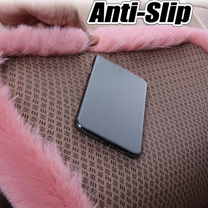 Plush Car Seat Cushion, Soft Warm Fuzzy Faux Rabbit Fur Fluffy Plush Auto Seat Cover Vehicle Car Front and Back Seat Protector Pad with Non-Slip Backing Cushion Interior Universal Fit (Red,3PCS)