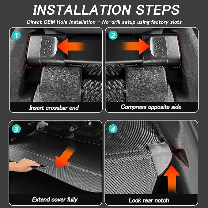 Cargo Cover for Chevrolet Equinox/GMC Terrain 2025-2026,Retractable Trunk Security Cover,Privacy Protection Shade,Carbon Fiber Texture