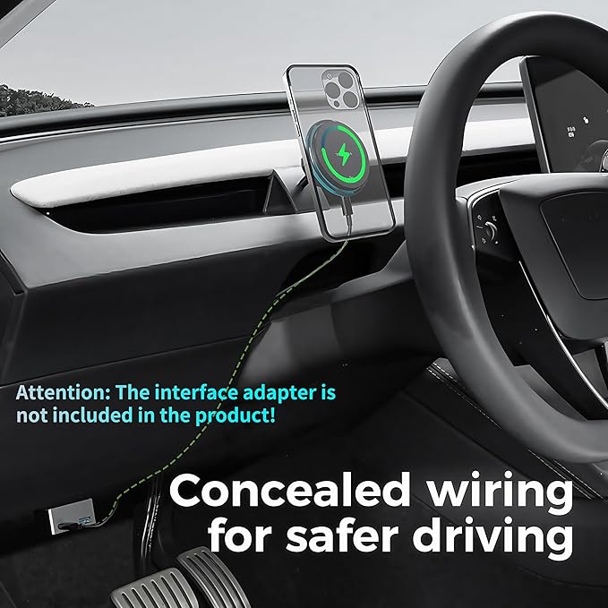Persevere for Tesla Phone Mount Model 3 Highland 2024 & 2025, 15W Qi2 Wireless Charger Strong Magnetic Phone Holder for All 4-6.9'' Smartphones, Base Airvent Adjustable, Anti-Slip Mount