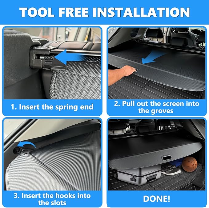 MIALUTY® Cargo Cover for 2024-2026 Chevrolet Blazer EV/Honda Prologue Retractable Trunk Cover Prologue/Blazer EV Accessories Anti-Peeping Privacy Screen,Trunk Luggage Shield Shade Carbon Fiber Texture