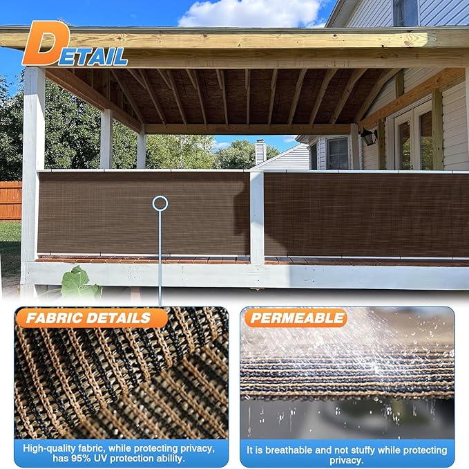 TANG Sun Shade Fabric Roll 8'x122' Shade Cloth for Garden Brown HDPE Mesh Shading Pergola Cover Replacement Canopy, 95% Blockage Sunshades for Outdoor Patio Backyard Plant