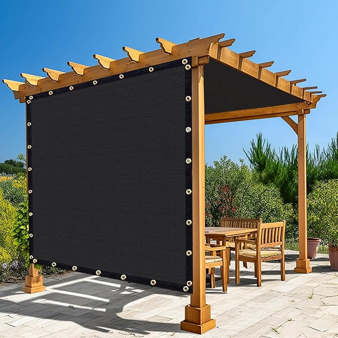 Amagenix 90% Shade Fabric 5'X 17' Black Sun Shade Cloth with Grommets for Pergola Replacement Shade Cover Canopy, Heavy Duty, Cable Zip Ties Included (We Customized)