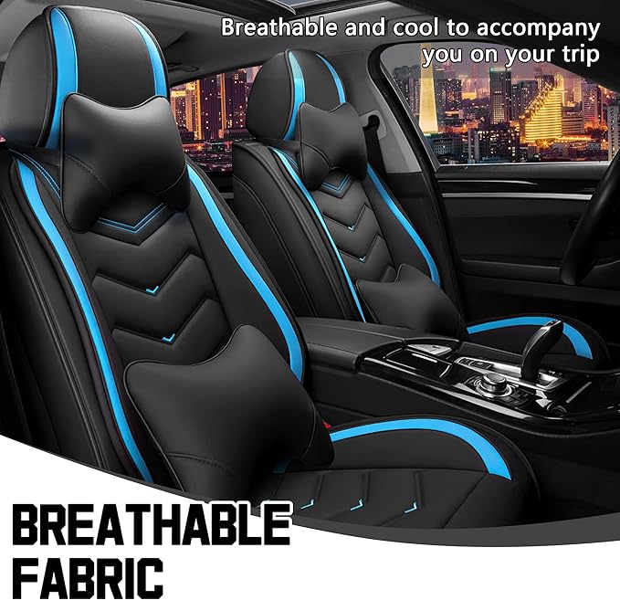 CTDS Car Seat Covers for Toyota Corolla 2000-2026, Stylish Sport Seat Cover, Premium Nappa Leather Car Seat Cover. Automobile Seat Covers Sets.(Luxury 2 Seats/Black Blue)
