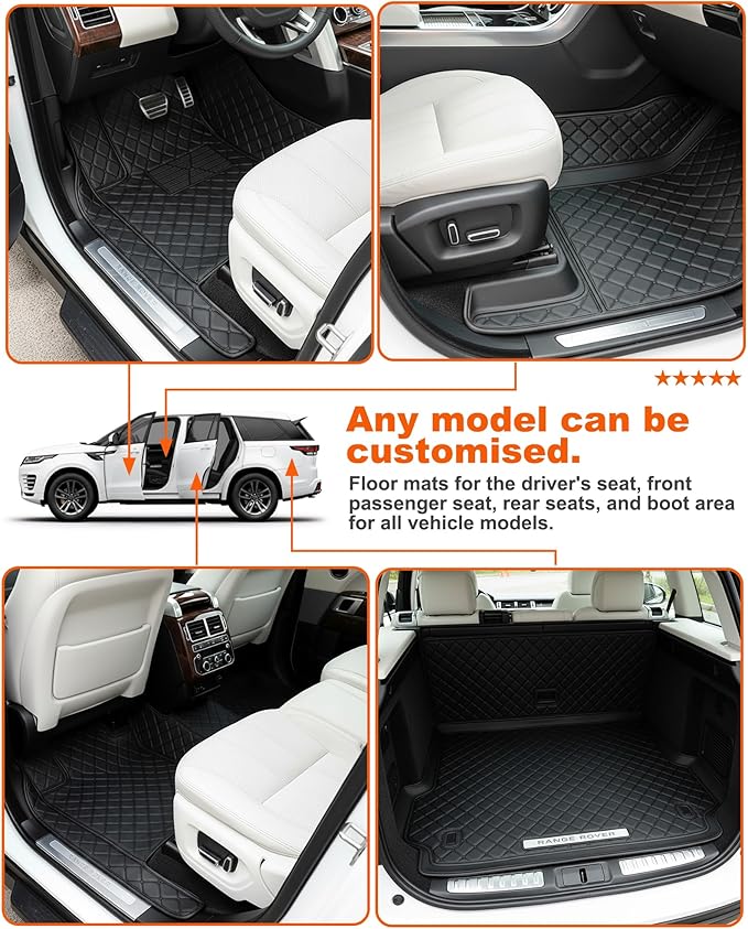 All-Weather car Floor MATS-Suitable for 99% of car Models,Leather car mat, offering Personalized Embroidery and Multiple Color Options,Provide Protection for car Rug (Red1)