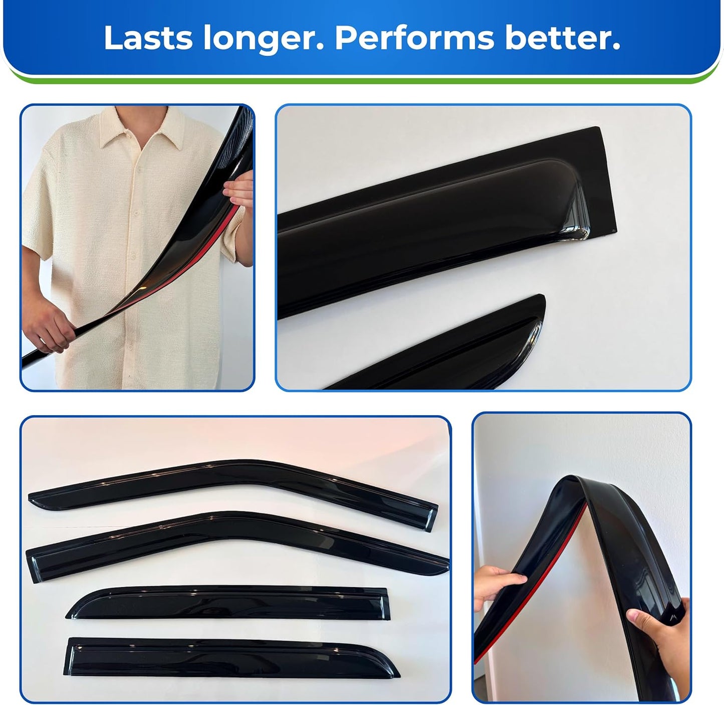 KPY Window Visor Compatible with Kia Sorento 2011-2015, 4PC Rain Guard Side Window Vent Deflectors Tape-On Mugen Style, 2011 2012 2013 2014 2015