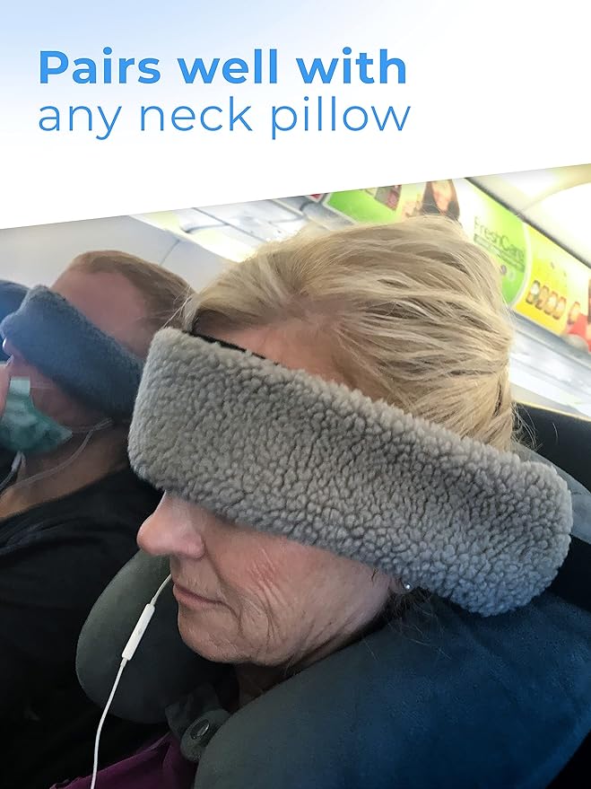 Travel Pillow Alternative Stops Bobbing | Airplane Head Straps and Car Support Band | Great on Travel Upright | Super Comfy Neck Support | Small & Compact