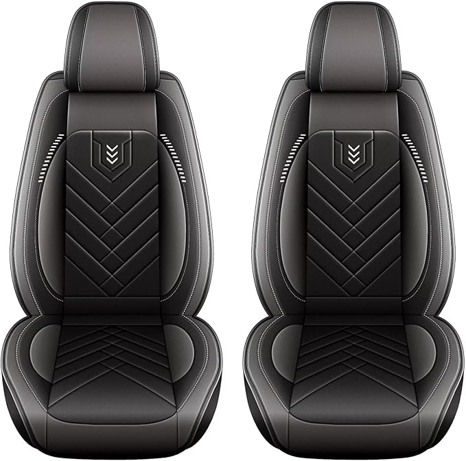 AOMSAZTO Car Seat Covers Front Set Fit for BMW X5 2007-2025 2026 Faux Leather Waterproof Seat Covers Automotive Seat Cushion Protector(2 Seats, Black&Grey)