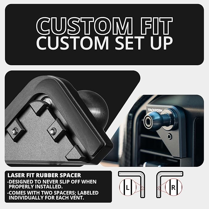 Tackform Link Vent Mount Magnetic Phone Holder - Compatible with MagSafe, 2021-2025 Ford F150 & Raptor, 2023-2025 Ford Super Duty | Billet Aluminum | Zero Slip | 2" Arm | Black