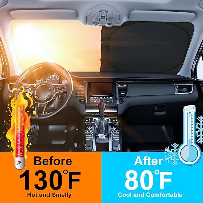 Windshield Sun Shade Fit for 2019-2024 2025 2026 Mazda 3 Accessories Mazda3 Hatchback/Sedan Window Shade Cover Foldable Sunshade Shield Blocker Keeps Cool