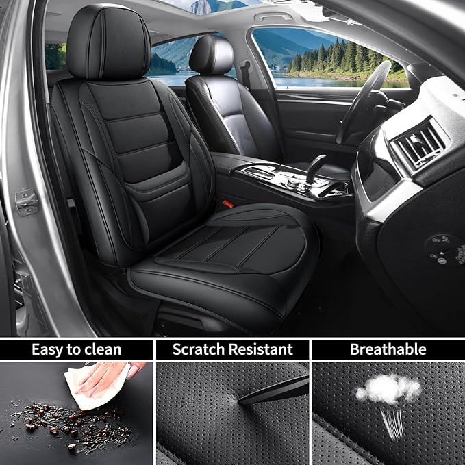 Car Seat Covers Full Set Custom Fit for Chevrolet/Chevy Trailblazer 2021-2026 - Premium Faux Leather with Lumbar Support, Breathable, Waterproof, Anti-Slip, Durable, Easy to Install (Black,Full Set)