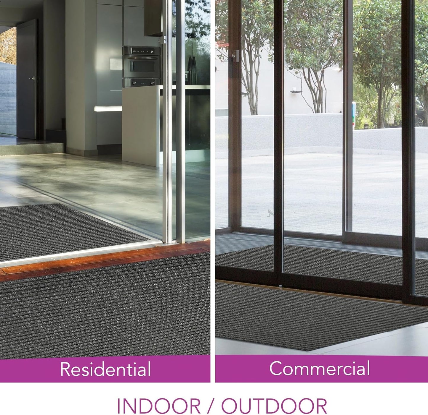 iCustomRug Spartan Weather Warrior Duty Indoor/Outdoor Utility Ribbed in 3ft,4ft,6ft Widths 70 Custom Sizes with Natural Non-Slip Rubber Backing 4'X70' in Charcoal