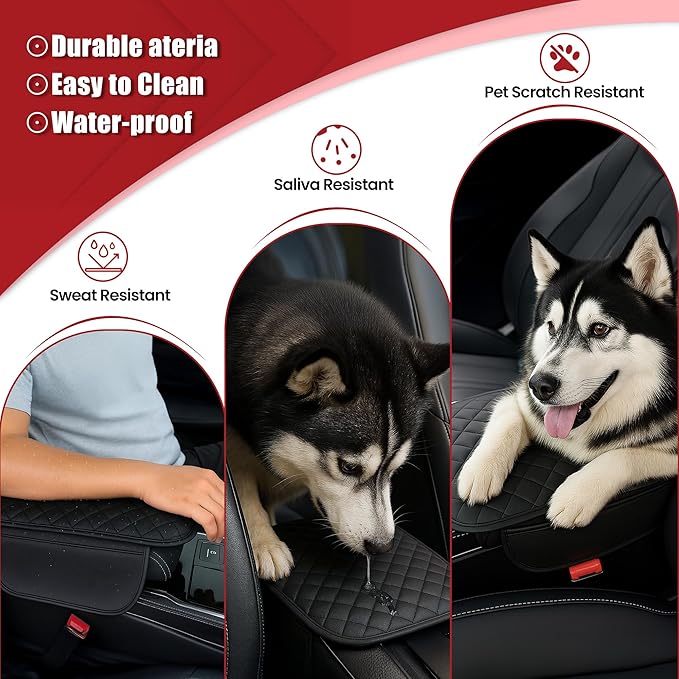 Extended Car Center Console Cover with 2 Storage, Microfiber Leather Car Armrest Cover Cushion For SUV Truck , Universal Car Accessories Memory Foam Comfort Stylish Leather Design (Black longer)