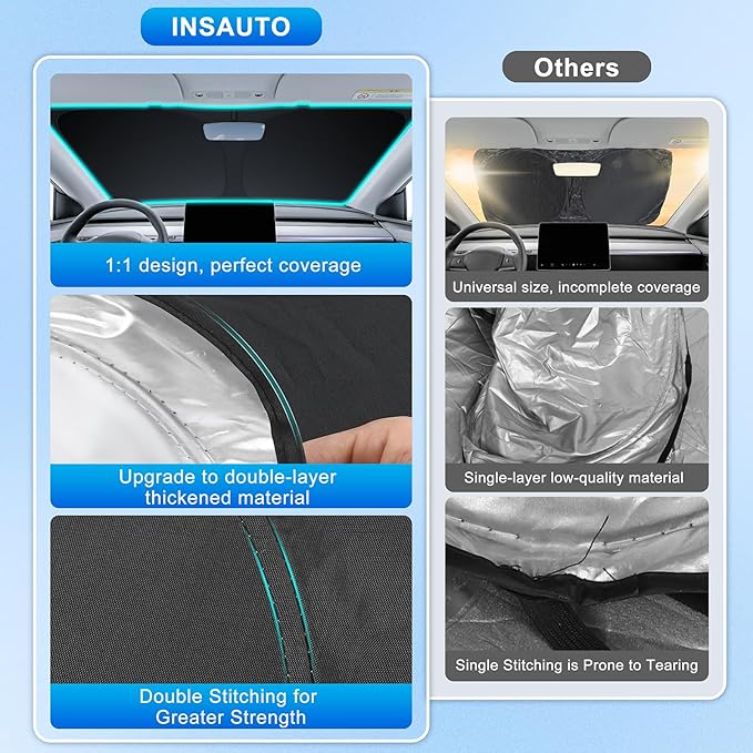 INSAUTO Custom Fit Windshield Sun Shade Accessories for Subaru Outback 2020-2025, Foldable Front Window Sunshade, UV & Heat Reflector, Keeps Interior Cool, Includes Storage Bag