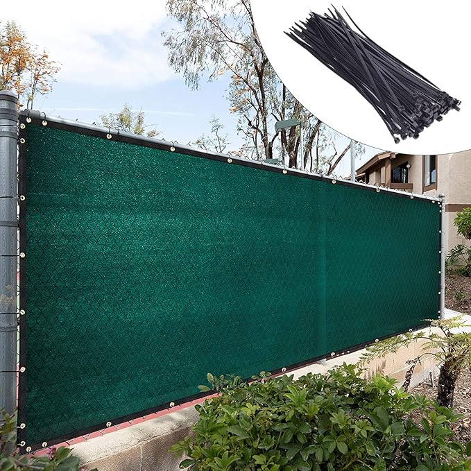 Royal Shade Custom Size 6' x 47' Green Fence Privacy Screen Windscreen Cover Netting Mesh Fabric Cloth - Cable Zip Ties Included (We Make Custom Size)