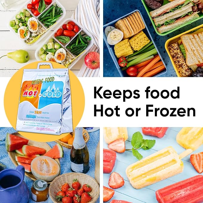 Superio Hot and Cold Insulated Bags for Food Delivery, Grocery Shopping Bags, Food Storage for Hot and Frozen Food for Travel, Disposable Cooler Bag, Reinforced Thermal Lunch Bag (6, 13.5"x17.5")