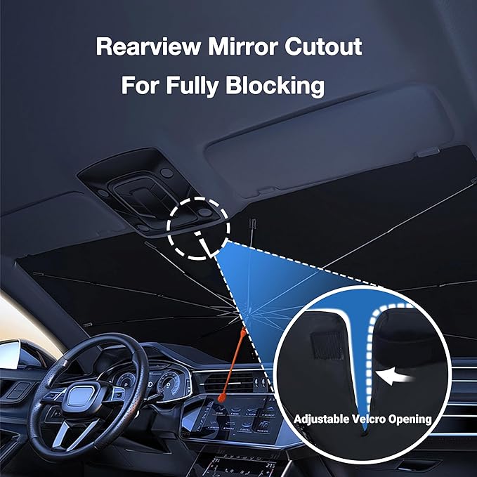 CHILL·TEK Funny Animal Car Windshield Sun Shade Umbrella, Cute Dinosaur Car Sun Shade Umbrellas, Block UV Rays Heat Foldable Windshield Umbrella Sun Visor Protector - Keep Vehicle Cool for Cars SUV