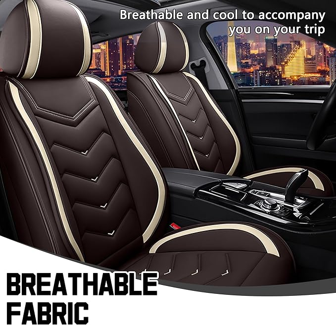CTDS Car Seat Covers for Honda HR-V 2016-2026, Stylish Sport Seat Cover, Premium Nappa Leather Car Seat Cover. Automobile Seat Covers Sets.(Standard 2 Seats/Coffee Color)