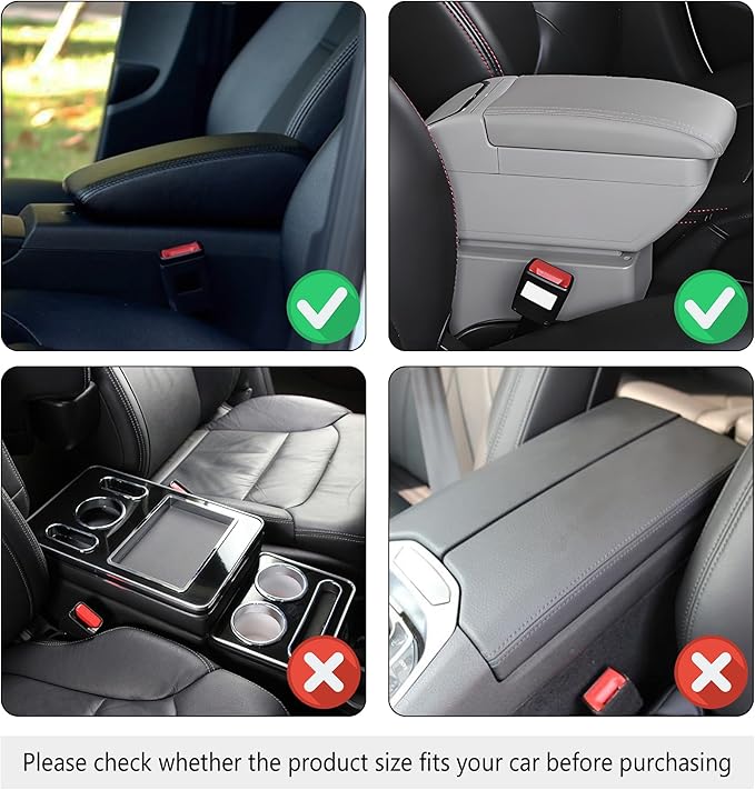 Upgraded Car Center Console Cover,Microfiber Leather Car Armrest Cover Cushion with 2 Storage Bags,Universal Cars Armrest Storage Box Cars Interior Accessories for Most Vehicles (Beige)