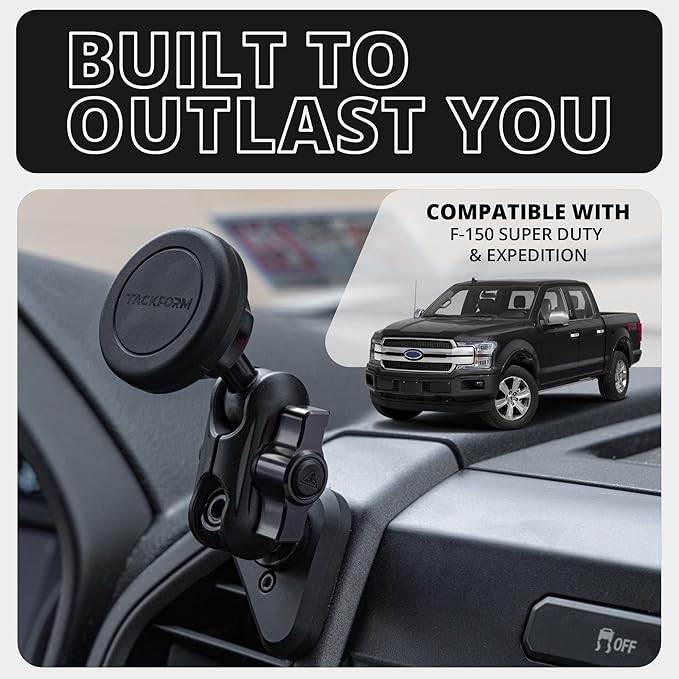 Tackform Link Vent Phone Mount Compatible with 2015-2020 Ford F-150, 2017-2021 Super Duty, 2018-2021 Expedition | Aluminum | Universal Magnetic Holder | 2" Arm | Green Knob | (NOT MAGSAFE Compatible)