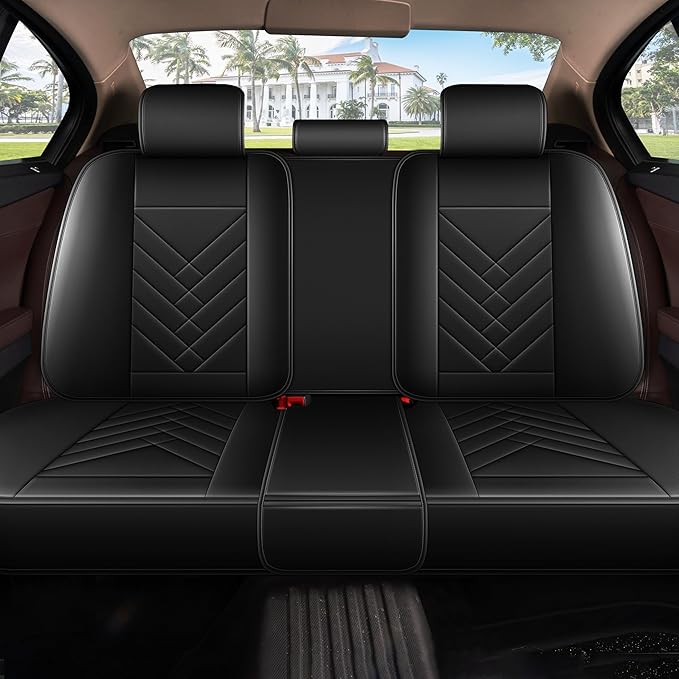 AOMSAZTO Car Seat Covers Full Set Fit for Nissan Pathfinder 2011-2025 2026 Waterproof Faux Leather Car Seat Cushions Automotive 5 Seat Covers Set（Black）