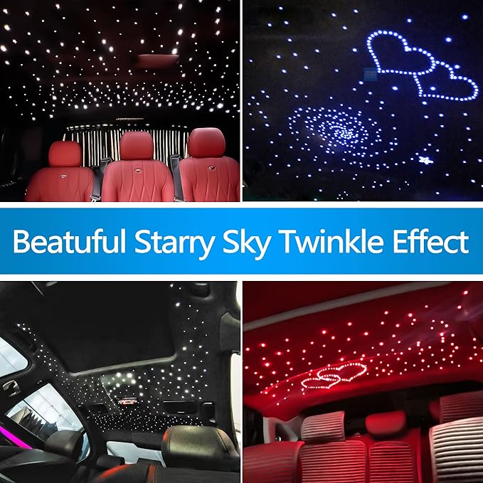 ATOKEE 10W Starlight Headliner Kit 550pcs 0.03in 13.1ft, Twinkle Fiber Optic Star Lights for Car Use with APP/Remote Control