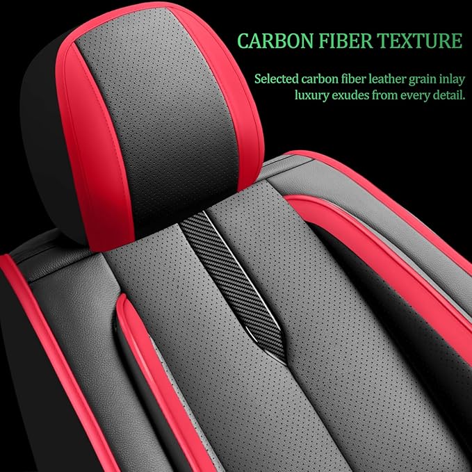 Fit Prius Car Seat Covers for Toyota Prius 2001-2024 2025 2026 -Upgraded Premium Waterproof & Breathable Leather,Airbag Compatible,All-Weather Seat Cushion Protector,Full Set,Black-Red