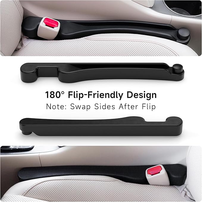 Givifive Car Seat Gap Filler Set of 2, Soft Foam Multifunctional Seat Side Gap Filler with Organizer & Hook Function, 3in1 Gap Stopper Universal Fit Car SUV Truck Fill The Gap Between Seat & Console