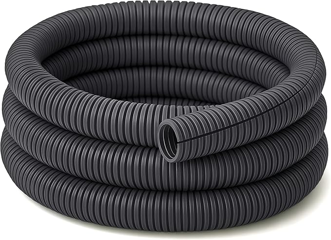 Electriduct Split Wire Loom Tubing Polyethylene Corrugated Flexible Conduit - 1.5" Nominal Size - 10 Feet - Gray