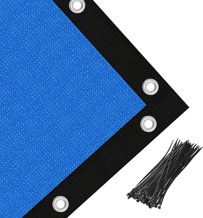 Amagenix 90% Pergola Shade Cover 7' X 15' Sun Shade Cloth with Grommets for Outdoor Garden Patio Porch, Commercial Grade 200 GSM - Cable Zip Ties Included (We Customized) GN108, Blue