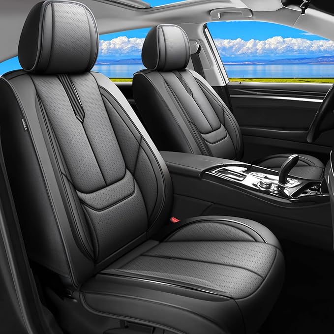 Fit Fj Cruiser Car Seat Covers for Toyota Fj Cruiser 2007-2013 2014 -Upgraded Premium Waterproof & Breathable Leather,Airbag Compatible,All-Weather Seat Cushion Protector,Full Set,Black