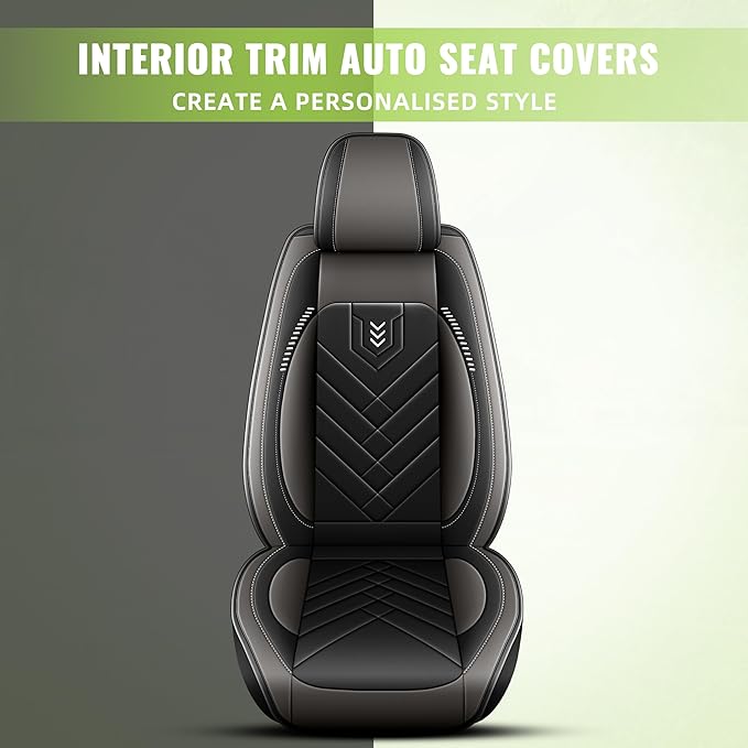 AOMSAZTO Front Seat Covers for Car Fit for Acura RDX 2007-2026: Premium Seat Covers Waterproof Leather Automotive Seat Cushion Protector Compatible with Airbag(2PCS Front,Black&Grey)