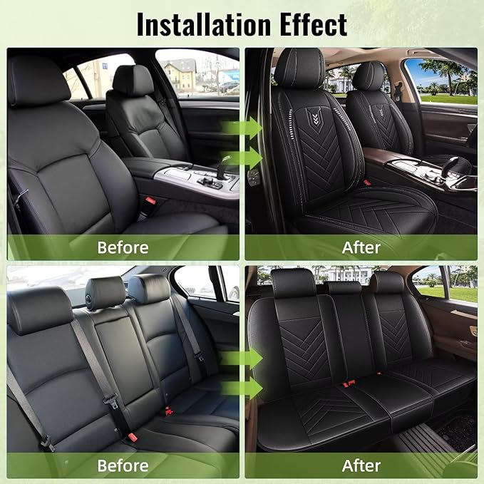 AOMSAZTO Car Seat Covers Fit for GMC Yukon 2020-2026: Full Set Waterproof Faux Leather Automotive Seat Covers Vehicle Seat Cushion Protector Car Interior Covers(5 Seats Black)