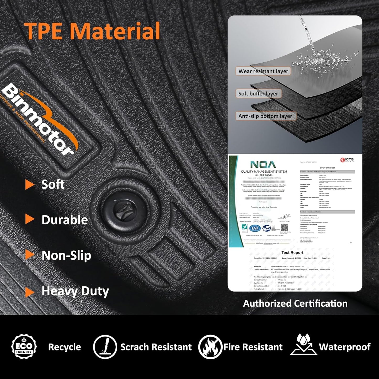 Binmotor-Floor Mats and Cargo Liner Set for Mazda CX70 & CX-70 PHEV 2025, All Weather Car Floor Mat for Mazda CX 70 Accessories, Rubber Mats TPE Car Liners for CX-70 Trunk Liner